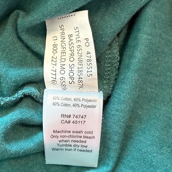 Natural Reflections Teal Longsleeve V-Neck Top Small - Picture 4 of 5